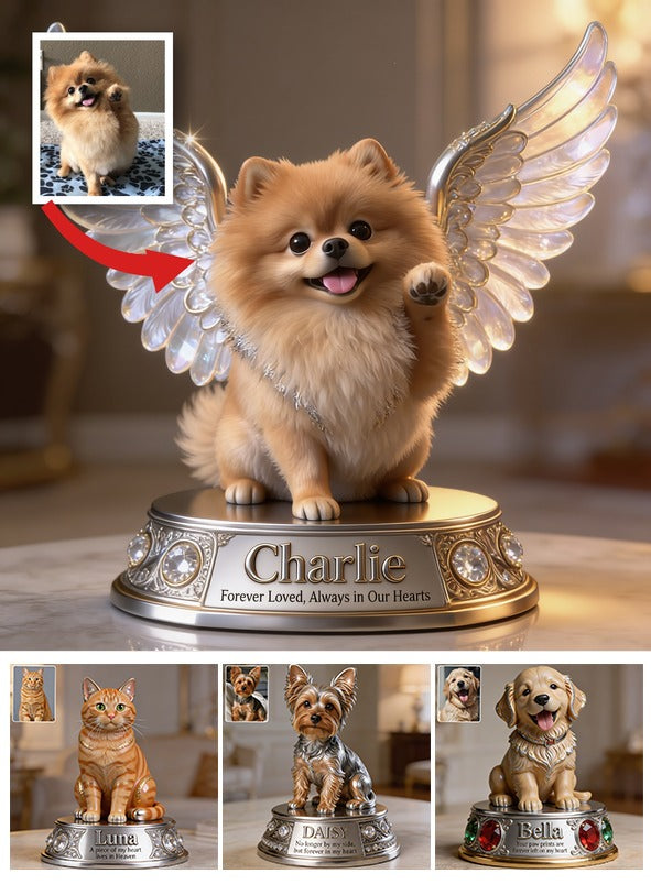 Personalized Fluffy Pomeranian Angel Custom Shaped Acrylic Plaque Pet Memorial Gift