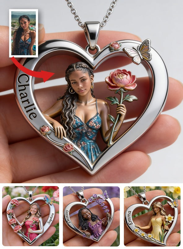 Personalisierte Geburtsmonat-Blumen-Herzförmige Metallanhänger-Halskette Selbstliebe Schmuck Geschenk