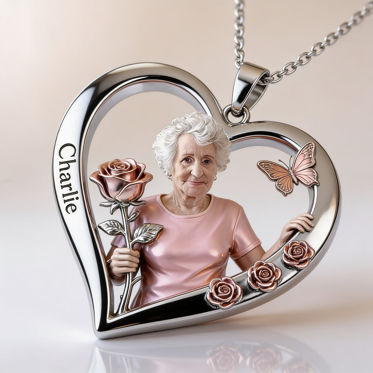 Personalisierte Herzförmige Halskette für ältere Großmütter, Geschenk für Oma