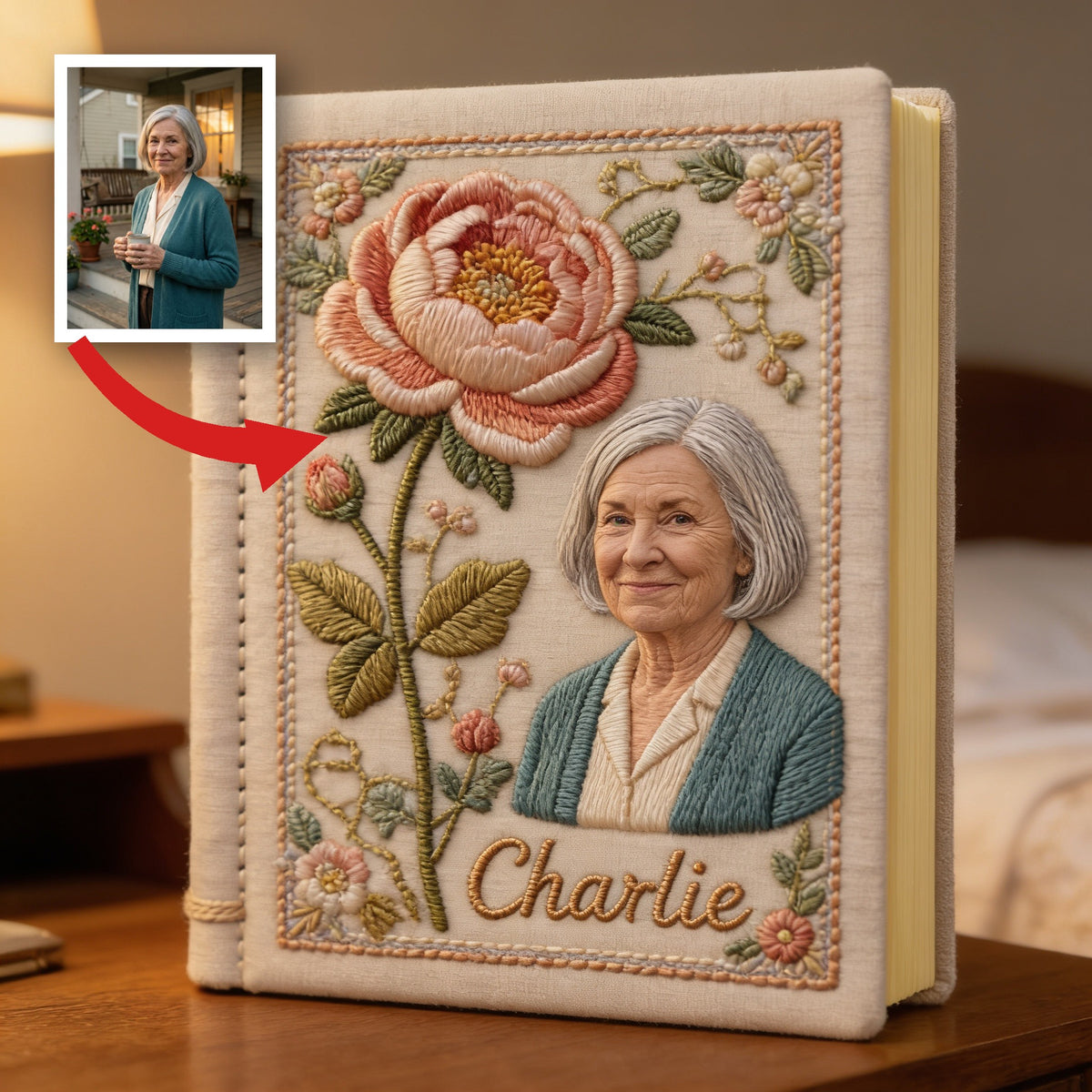 Personalisierter Geburtsmonat Blumen Leder Journal Geschenk für Oma