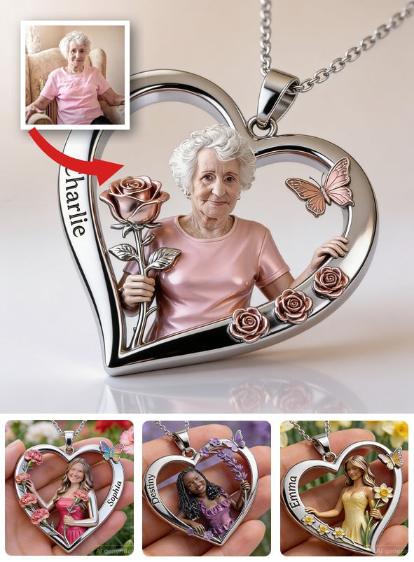 Personalisierte Herzförmige Halskette für ältere Großmütter, Geschenk für Oma