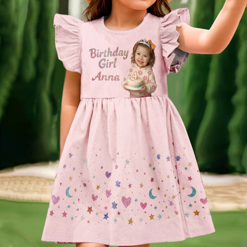 Personalized Birthday Little Latina Girl Ruffle Sleeve Dress, Custom Kid Gift
