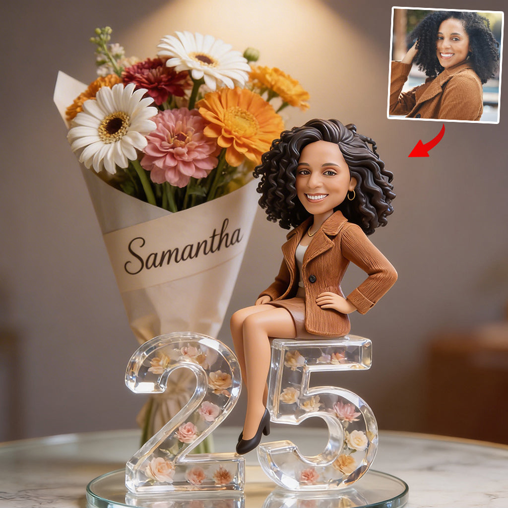 Personalized 21st Birthday Black Man Flower Bouquet Custom Shaped Acrylic Plaque Gift For Him