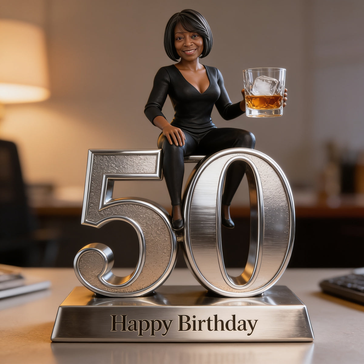 Personalized 50th Birthday Older Black Woman Custom Shaped Acrylic Plaque Gift for Mom, Grandma, Wife