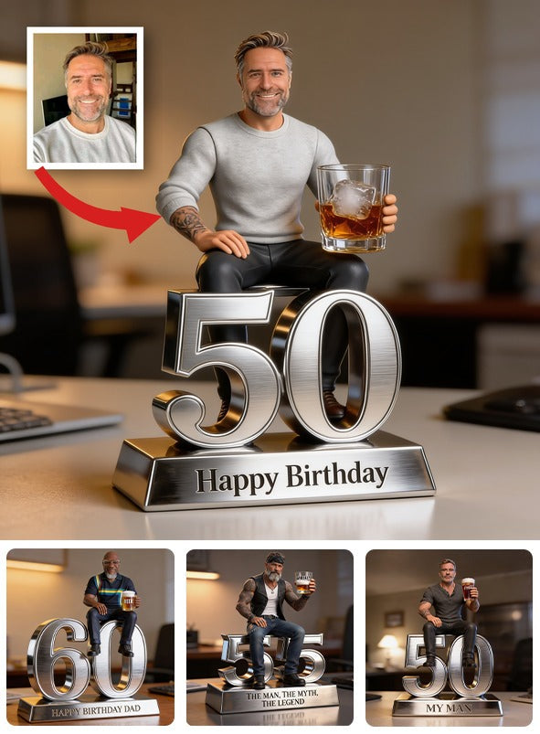 Personalized 50th Birthday Older Man Custom Shaped Acrylic Plaque Gift for Dad Grandpa