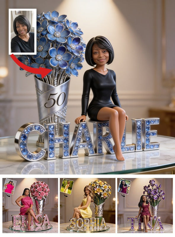 Custom Photo 50th Birthday Senior Black Woman Shaped Acrylic Plaque Gift for Mom Grandma