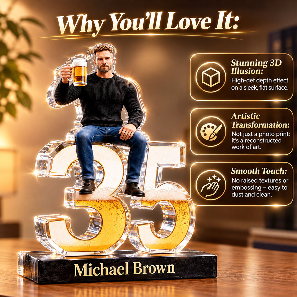 Personalized 50th Birthday Senior Man Custom Shaped Acrylic Plaque, Gift for Dad Grandpa Husband