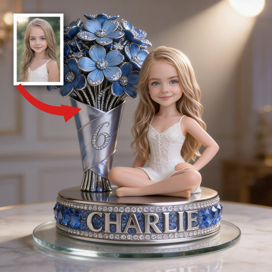 Custom Photo Birthday Little Blonde Girl Shaped Acrylic Plaque, Gift for Daughter Granddaughter Niece