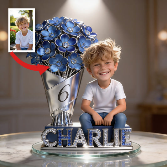 Custom Photo Birthday Little Boy Shaped Acrylic Plaque, Son Grandson Birthday Gift