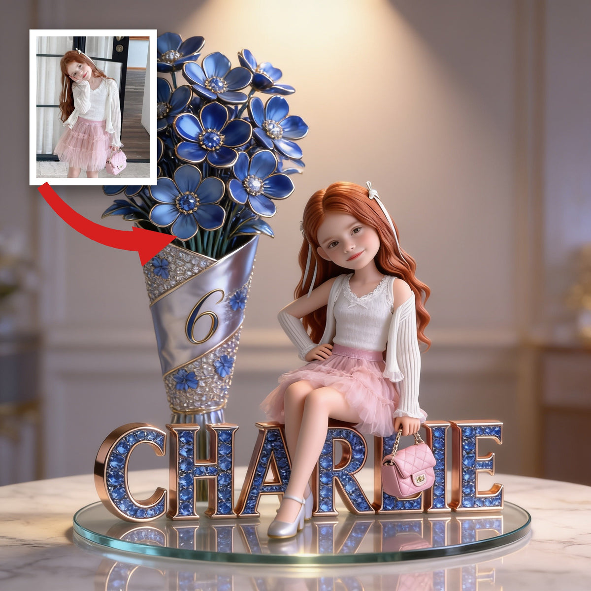 Personalisierte Foto-Geburtstags-Acrylplakette für kleine Latina, Geschenk für Tochter oder Enkelin