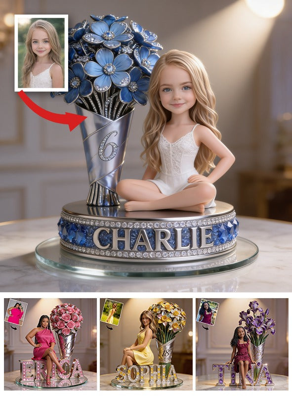 Personalisierte Foto-Geburtstags-Acrylplakette für kleine blonde Mädchen, Geschenk für Tochter Enkelin Nichte