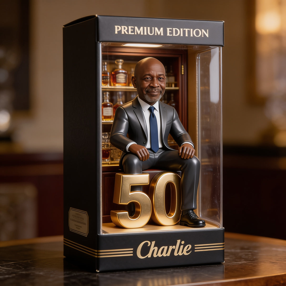Personalized 50th Birthday Senior Black Man Custom Shaped Acrylic Plaque, Keepsake Gift for Dad Husband Grandpa