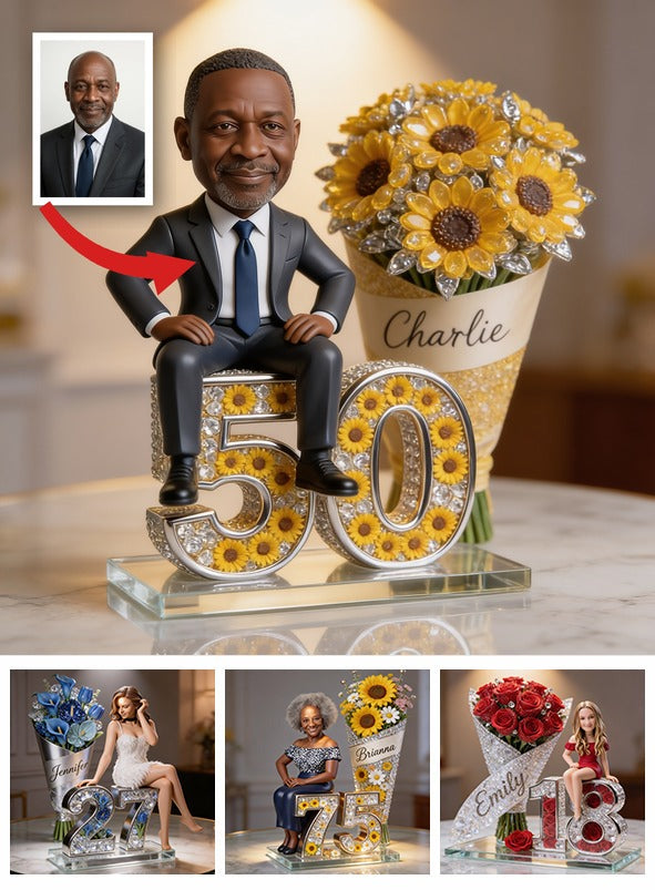 Personalisierte Foto 50. Geburtstag Älterer Schwarzer Mann Acrylplakette, Geschenk für Papa Opa