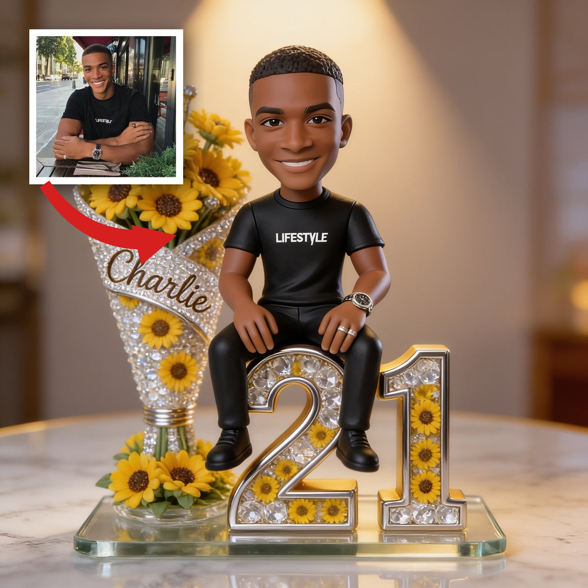 Personalisierte Foto-Geburtstagsplakette für Männer 21. Geburtstag