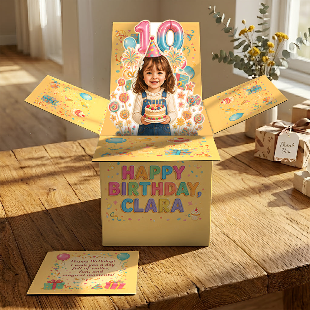 Personalized 21st Birthday Black Woman Pop Up Box Card, Milestone Birthday Gift