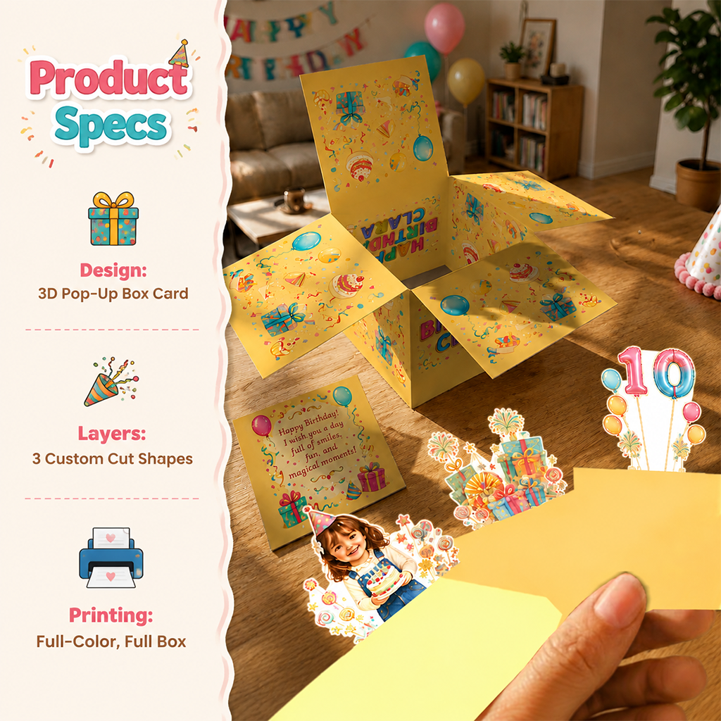 Personalized Birthday Little Boy Pop Up Box Card, Gift for Son Grandson Nephew