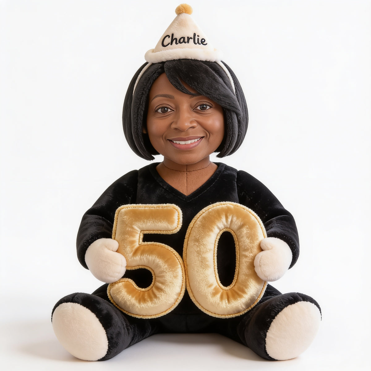 Personalized 50th Birthday Senior Black Woman Faux Fur Pillow Gift for Mom Grandma