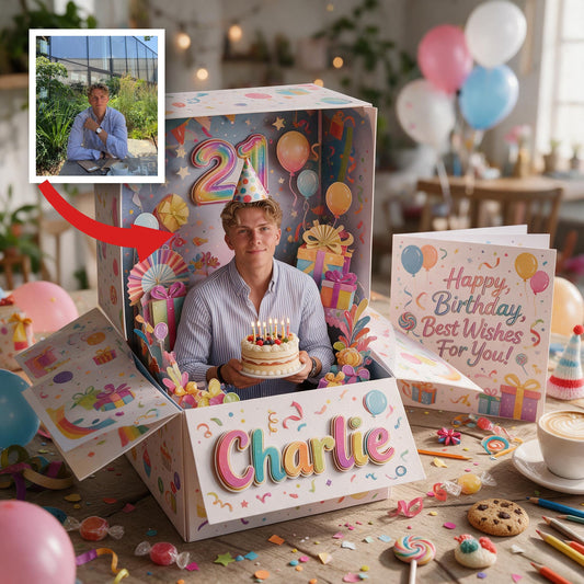 Personalisierte 21. Geburtstags Pop Up Box Karte, Geschenk für Ehemann Freund Sohn
