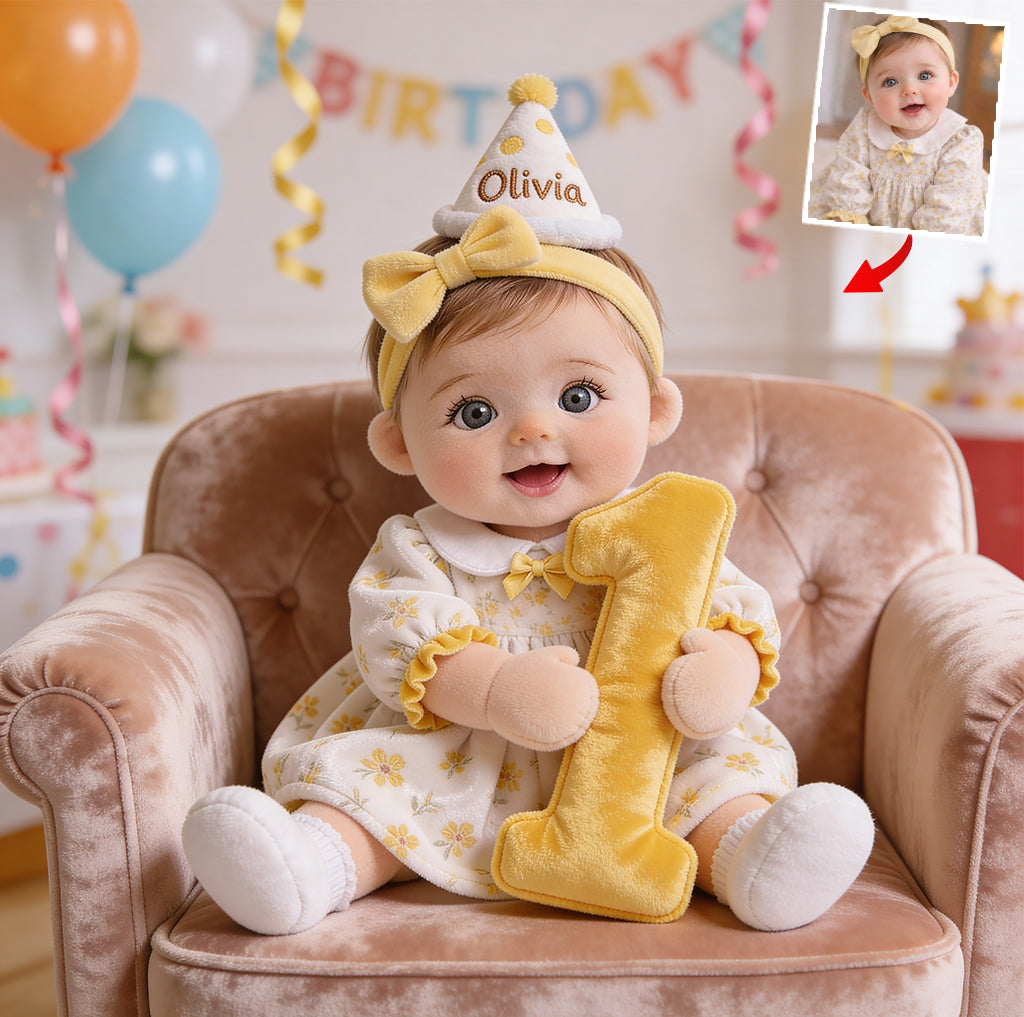 Personalisierte 21. Geburtstags-Puppe Kissen aus Kunstfell, individuelles Geschenk für sie
