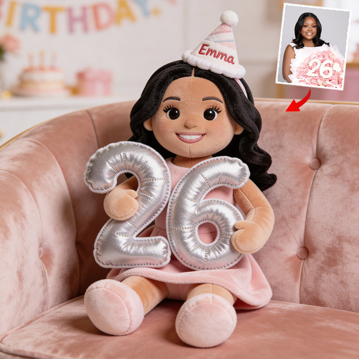 Personalized 21st Birthday Black Man Faux Fur Plush Pillow, Custom Gift