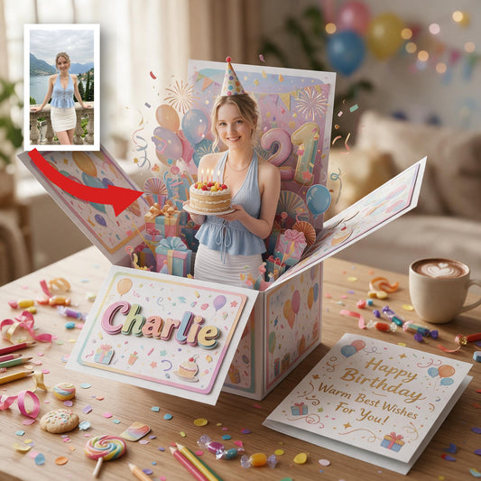 Personalisierte 21. Geburtstags Pop Up Box Karte Geschenk für Frau Freundin Tochter