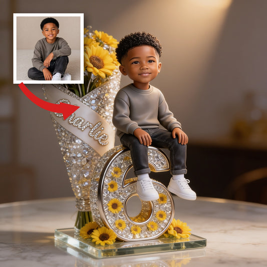 Custom Photo Birthday Black Little Boy Custom Shaped Acrylic Plaque - Son Grandson Nephew Gift