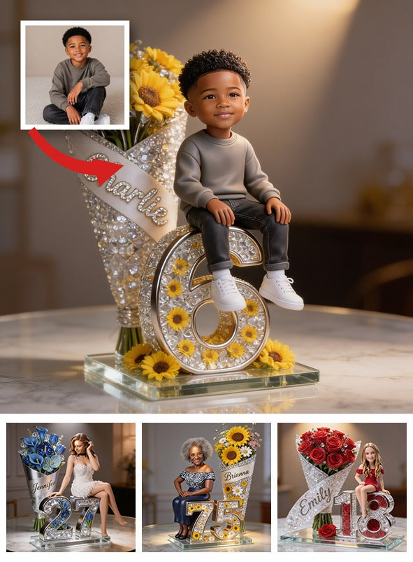 Personalisierte Foto-Geburtstags-Acrylplakette für schwarzen Jungen - Geschenk für Sohn, Enkel, Neffen