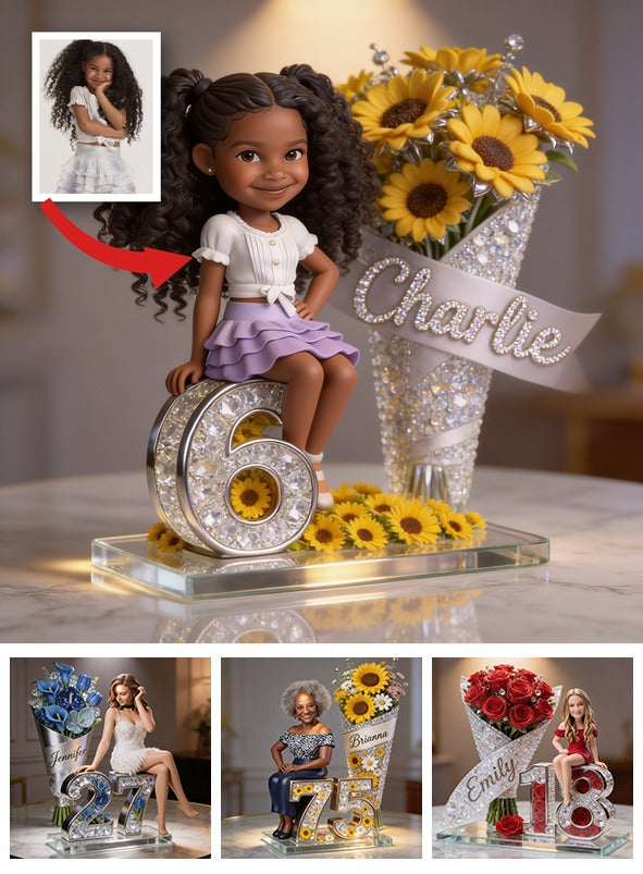 Personalisierte Foto-Geburtstags-Acrylplakette für schwarze Mädchen, Geschenk für Tochter Enkelin Nichte