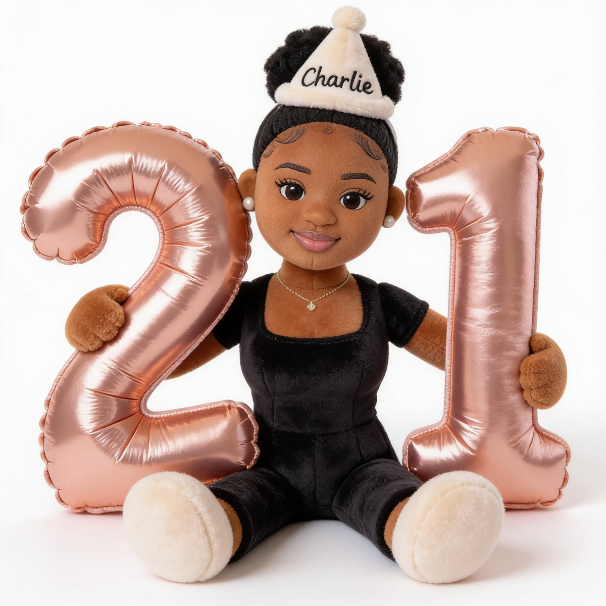 Personalized 21st Birthday Black Woman Plush Faux Fur Pillow Birthday Gift