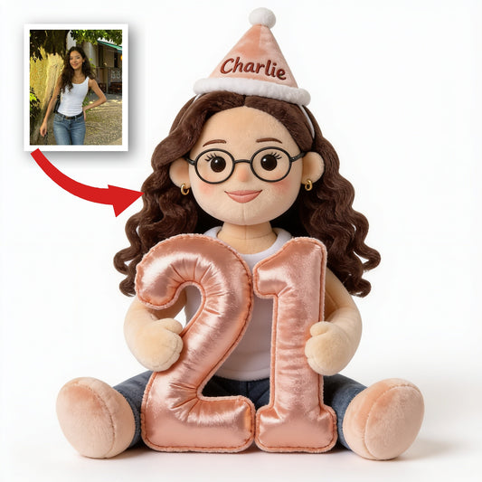 Personalized 21st Birthday Latina Woman Plush Faux Fur Pillow Gift