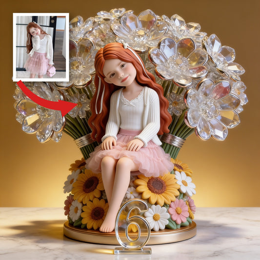Custom Photo Birthday Latina Little Girl Floral Acrylic Plaque Gift for Daughter Granddaughter Niece