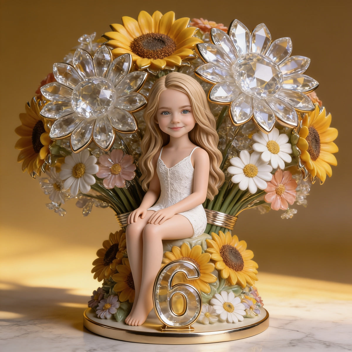 Personalisierte Foto Kleine Blonde Mädchen Blume Acrylplakette Geburtstagsgeschenk für Tochter Nichte