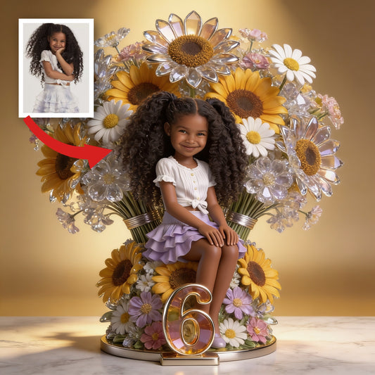 Custom Photo Birthday Black Little Girl Custom Shaped Acrylic Plaque Gift for Daughter Granddaughter Niece