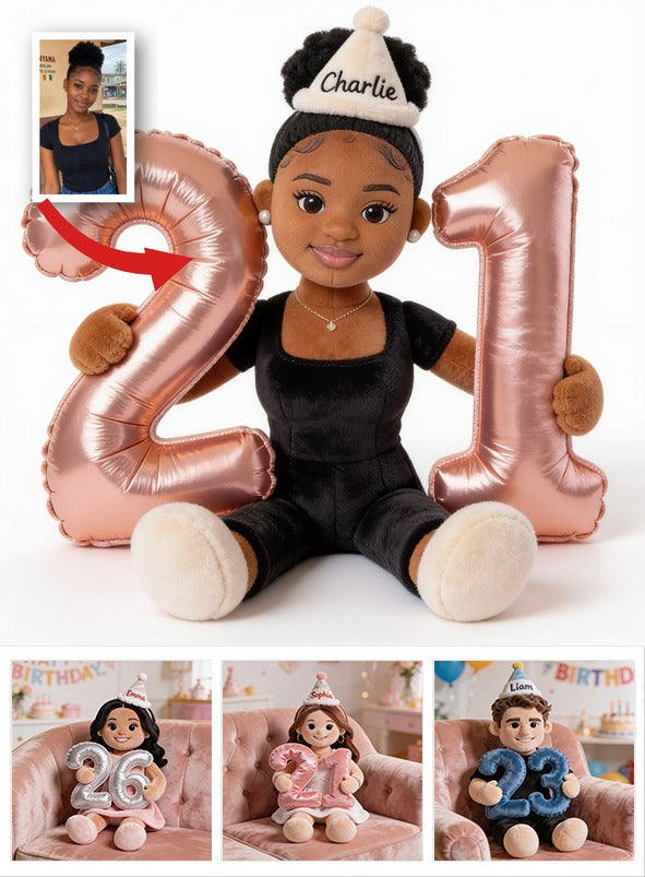 Personalized 21st Birthday Black Woman Plush Faux Fur Pillow Birthday Gift