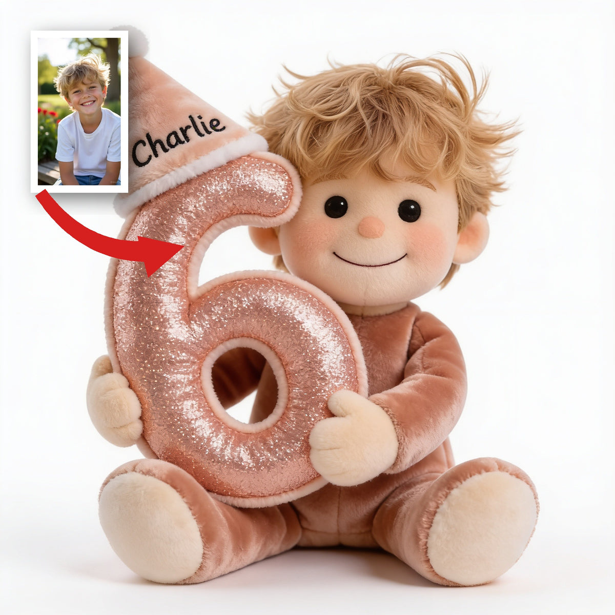 Personalized Birthday Little Boy Faux Fur Plush Pillow Kids Birthday Gift