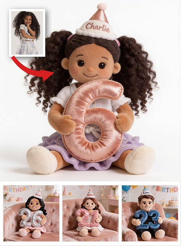 Personalisierte Geburtstagskissen für kleine Mädchen aus Kunstfell, Kindergeburtstagsgeschenk
