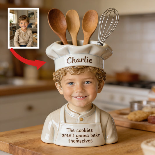 Personalized Latino Little Boy Chef Baking Acrylic Pot Kitchen Decor