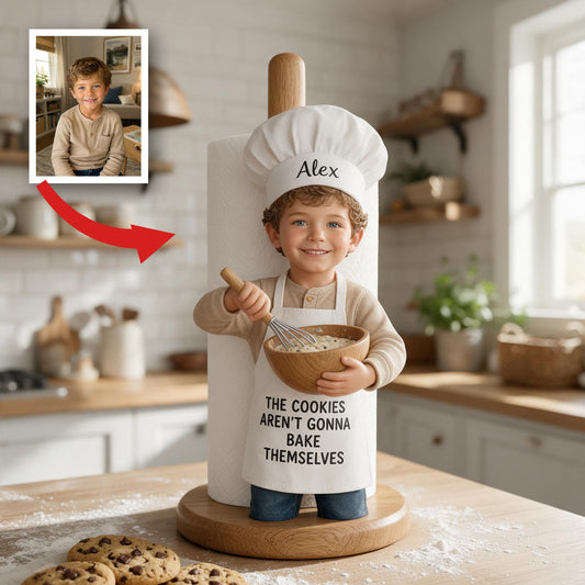 Personalisierter Foto Latino Kleiner Junge Koch Küchenpapierhalter Geschenk