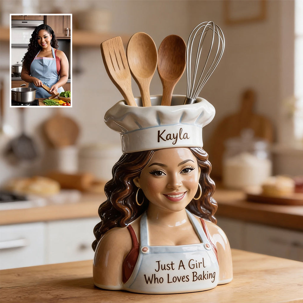 Personalized Female Baker Acrylic Pot Kitchen Baking Decor Gift