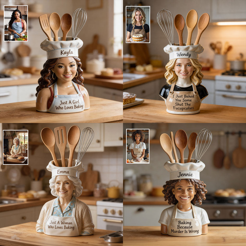 Personalized Latina Woman Chef Baking Acrylic Pot Kitchen Decor Gift
