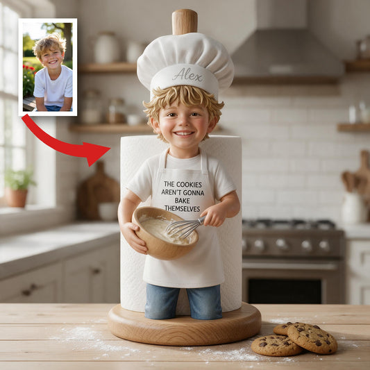 Personalisierter Foto Holz Papierhandtuchständer für Jungen - Küchendekor Geschenk