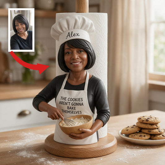Personalisierter Foto Ständer für Papiertücher - Schwarze Bäckerin