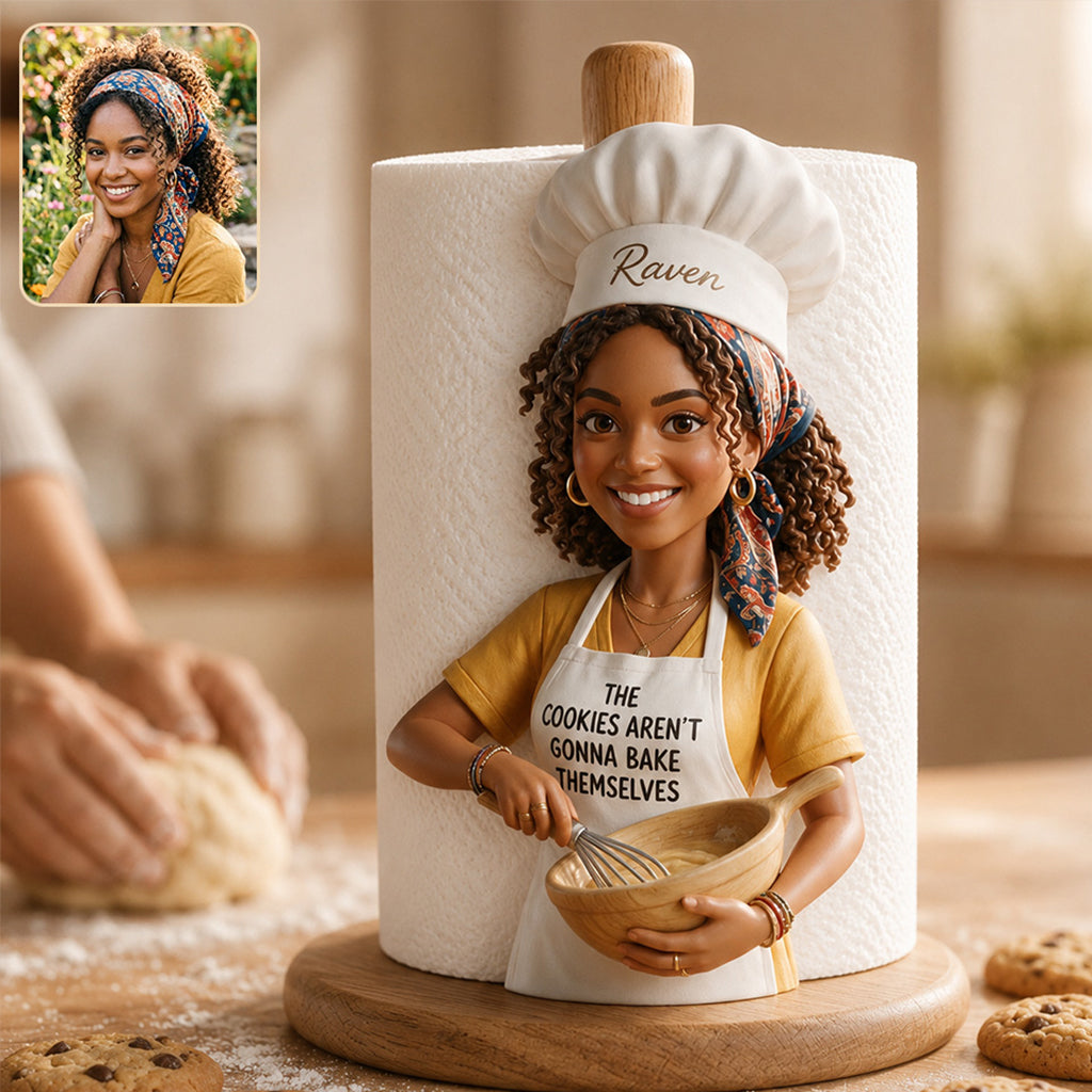 Custom Photo Baking Man Paper Towel Stand Funny Kitchen Counter Gift