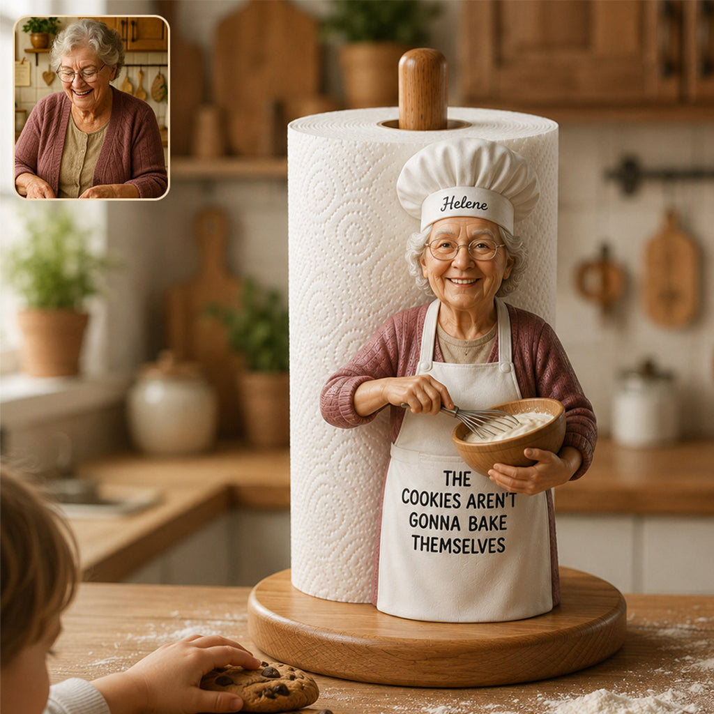 Custom Photo Latino Man Chef Paper Towel Stand 21st Birthday Kitchen Gift