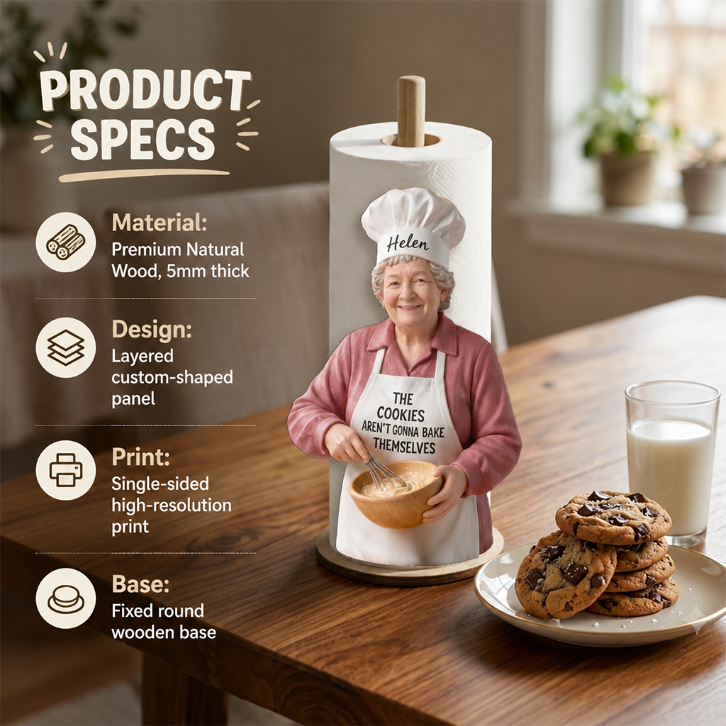 Custom Photo Baking Latina Dad Grandpa Paper Towel Stand Funny Kitchen Decor Gift