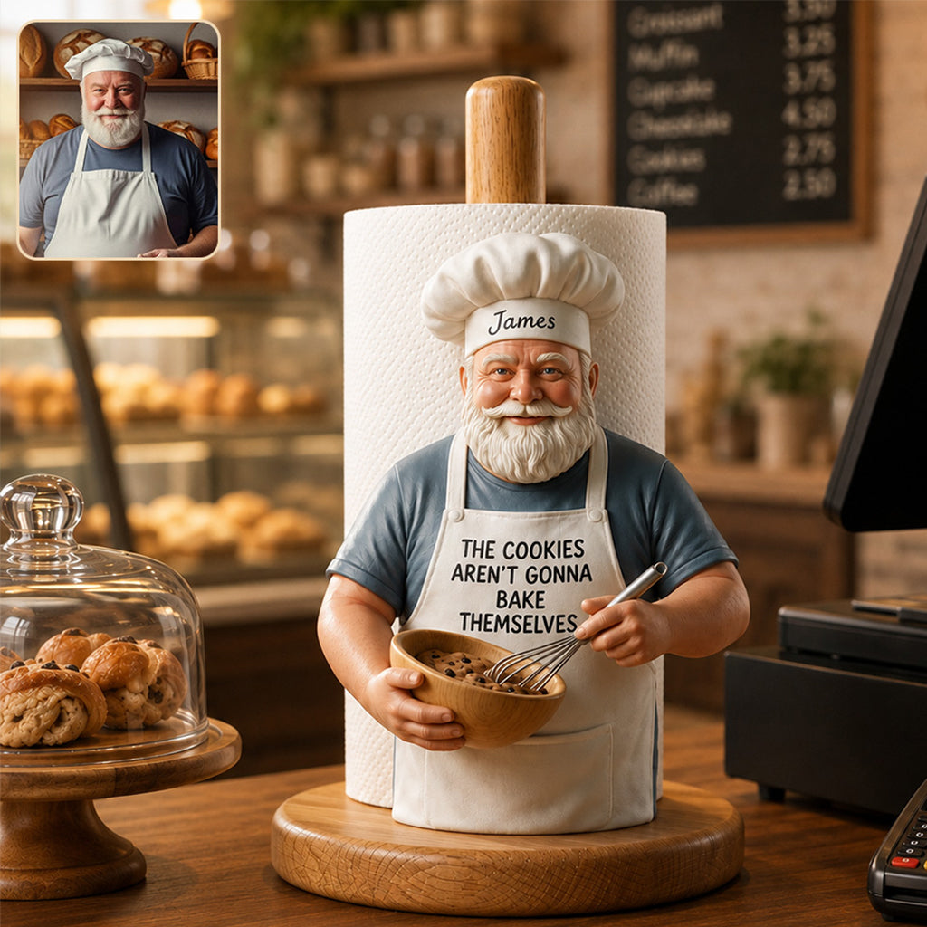 Custom Photo Baking Man Paper Towel Stand Funny Kitchen Counter Gift