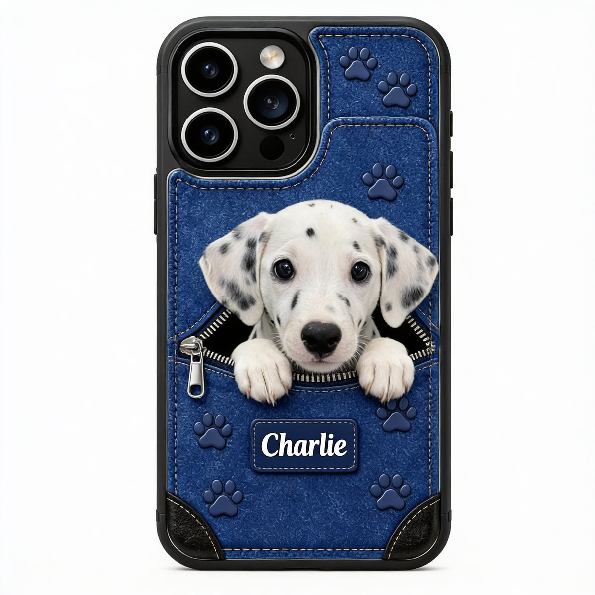 Personalized Dalmatian Puppy Peeking Wallet Phone Case Dog Lover Gift
