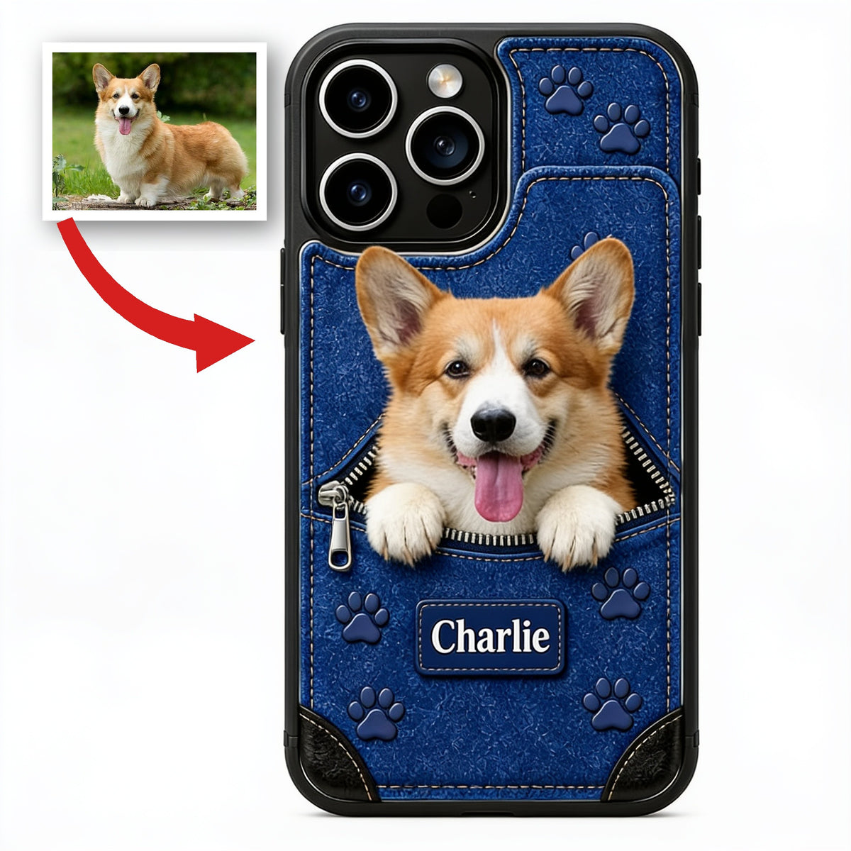 Personalized Tan and White Pembroke Welsh Corgi Wallet Phone Case Pet Lover Gift