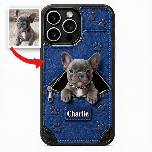 Personalized Gray French Bulldog Puppy Wallet Phone Case Pet Owner Gift