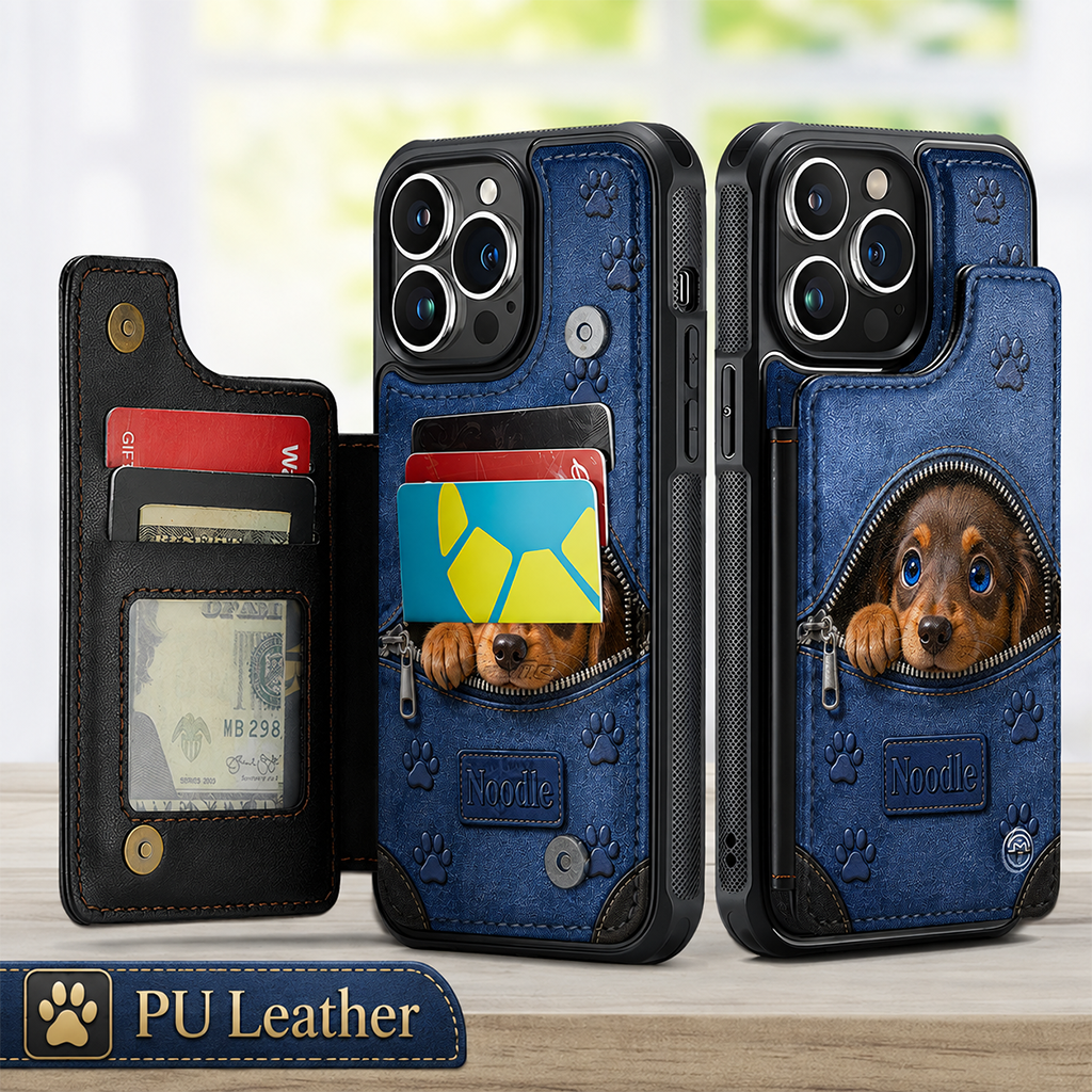 Personalized Peeking Black & White French Bulldog Wallet Phone Case Dog Lover Gift